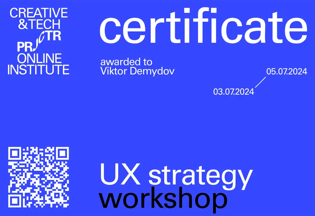 UX Research Course Certificate from Projector Institute